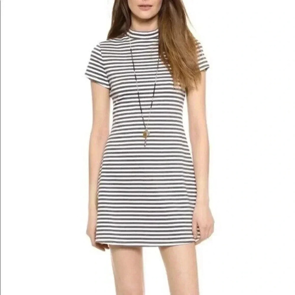 Free People FP Beach Black & White Stripe A-Line Mini Dress XS - Picture 1 of 5
